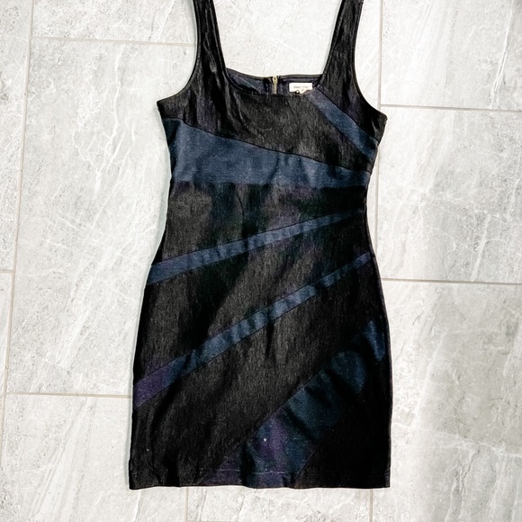 Silence and Noise Black Bodycon Dress Asymmetrical Hem Front Design Size Medium - Picture 5 of 8